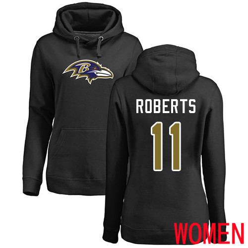 Baltimore Ravens Black Women Seth Roberts Name and Number Logo NFL Football #11 Pullover Hoodie Sweatshirt